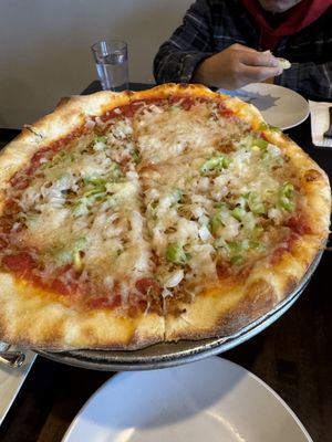 I forget the name, but some supreme pizza with vegan sausage  at Allie's Vegan Pizzeria and Cafe in Spokane