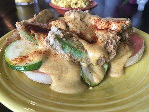 Chicken fried avocado benedict  at Allie's Vegan Pizzeria and Cafe in Spokane