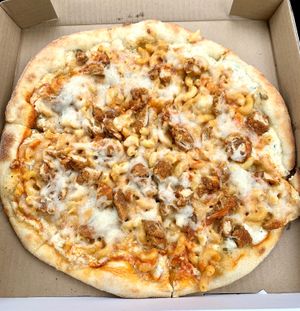 Hot mess pizza without red onions - definitely a must try at Allie's Vegan Pizzeria and Cafe in Spokane