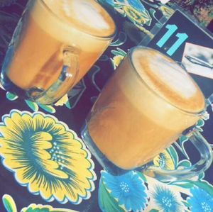 hazelnut/almond milk lattes at Tia B's La Waffleria in Albuquerque