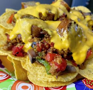 Vegan and gluten free nachos! at Good Karma Vegan Catering in Atlanta