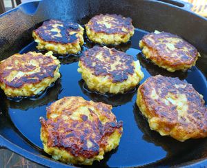 Amazing crab cakes made from hearts of palm.... a vegan version of Phillips recipe at Good Karma Vegan Catering in Atlanta