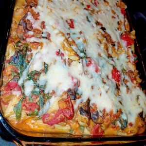 Baked ziti at Good Karma Vegan Catering in Atlanta