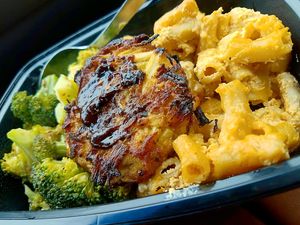 Jerk crab cake! at Good Karma Vegan Catering in Atlanta