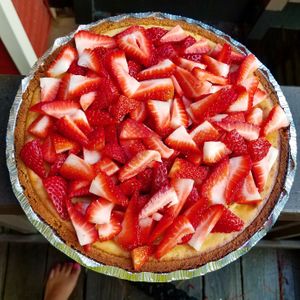 Strawberry cheesecake at Good Karma Vegan Catering in Atlanta