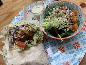 Falafel wrap with seasonal salad  at Greenway in Antwerpen