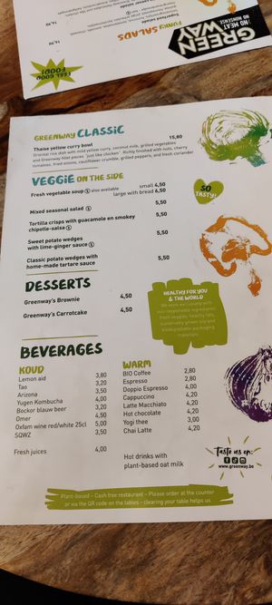 Menu at Greenway in Antwerpen
