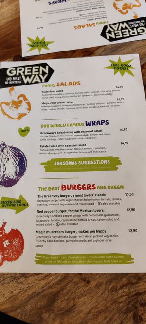 Menu at Greenway in Antwerpen