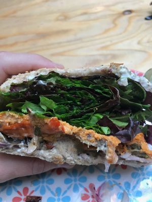 The name of this burger is meat lovers, its made of soya, more salad than burger  at Greenway in Antwerpen