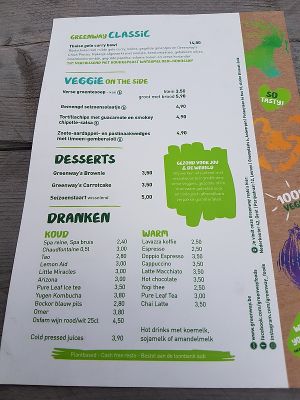 menu desserts drinks at Greenway in Antwerpen