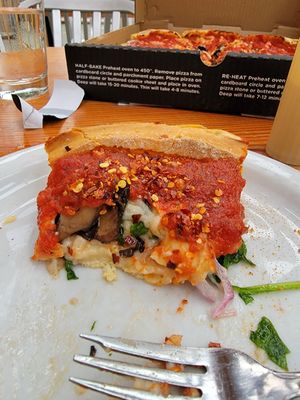 Vegan deep dish at Patxi's Pizza in Seattle