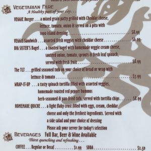 Veg lunch at Riverside Cafe in Ellsworth