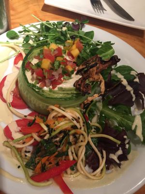 Fresh addiction burger  at Indigo Age Cafe in Vancouver