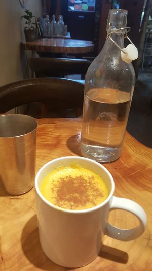 Golden milk shake ... love at Indigo Age Cafe in Vancouver