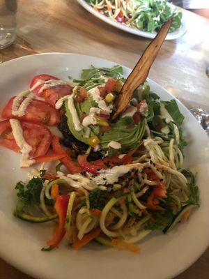 Delicious raw mushroom burger  at Indigo Age Cafe in Vancouver