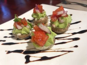 Stuffed mushrooms at Indigo Age Cafe in Vancouver