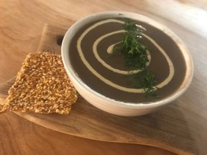 Cream of Shroom soup at Indigo Age Cafe in Vancouver