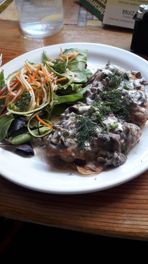 Savory waffles at Indigo Age Cafe in Vancouver