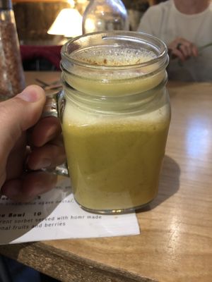 First Golden mylk. Amazing flavor.  at Indigo Age Cafe in Vancouver