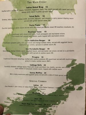 Page two at Indigo Age Cafe in Vancouver