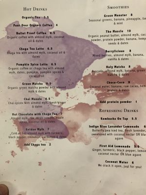 Page three at Indigo Age Cafe in Vancouver