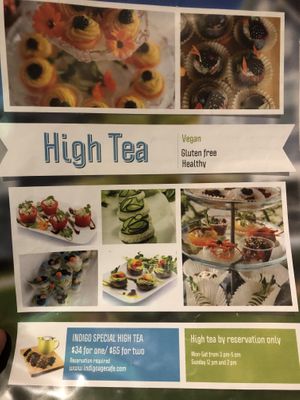 High Tea page one at Indigo Age Cafe in Vancouver