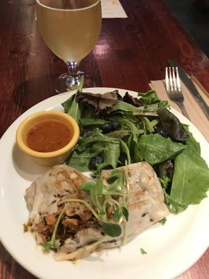 Indian Baked Wrap with Kombucha at Indigo Age Cafe in Vancouver
