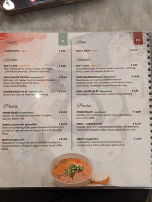 Menu - soup, salad, pasta at Knofi in Berlin