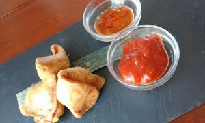 mini samosa's for lunch at Hortus in The Hague
