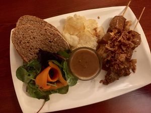 Vegan sate at Hortus in The Hague