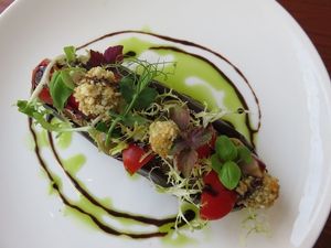 starter, eggplant boat, Hortus at Hortus in The Hague