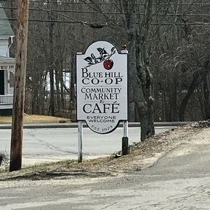 Street Sign at Blue Hill Co-op and Cafe in Blue Hill