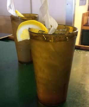 Water with lemon at Domus Fare in Fredonia