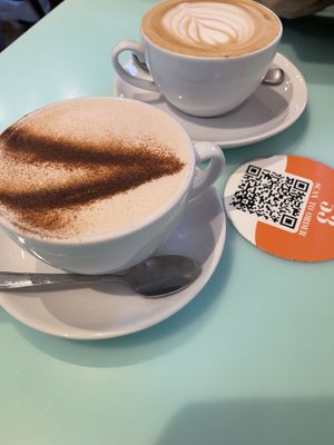Vegan chai and oat milk lattee  at Argo on the Parade in Adelaide