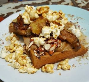 salted caramel waffles (with popcorn!) at Argo on the Parade in Adelaide