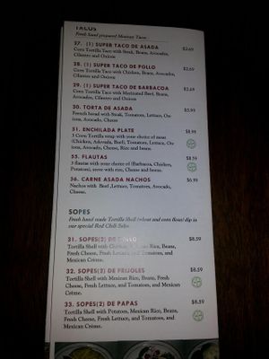 menu marked with vegan stamp at Empanadas Mexican Grill in Albuquerque