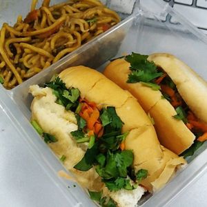 Vegan/vegetarian sandwiches and pancit  at Good Food Vegetarian in Quezon City
