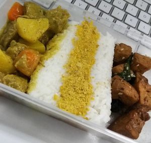 curried vegetables and another tofu dish  at Good Food Vegetarian in Quezon City