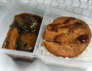adobong talong with veggie tongkatsu  at Good Food Vegetarian in Quezon City