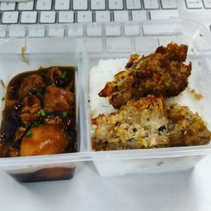 vegetarian adobo with jackfruit fritters at Good Food Vegetarian in Quezon City