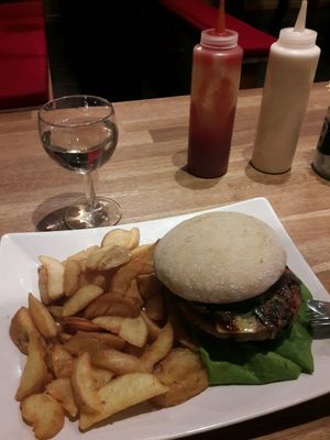 I like my burger with a glass of wine on the side at The Vegan Bar in Malmo
