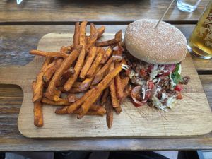 Philly-Cheesesteak Burger at The Vegan Bar in Malmo