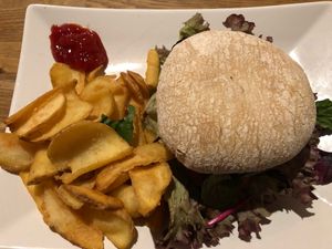 Burger and chips at The Vegan Bar in Malmo