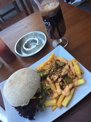 Burger & milkshake at The Vegan Bar in Malmo