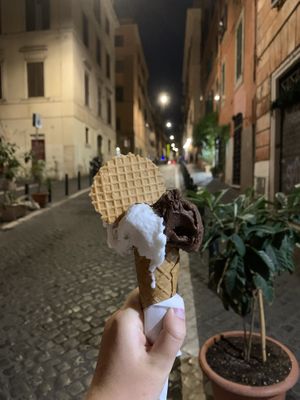 coconut, dark chocolate, nuts cream at Gelateria dell Angeletto in Rome