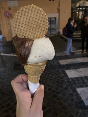Vegan nuts and banana   at Gelateria dell Angeletto in Rome