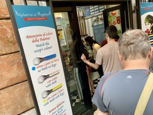 outside at Gelateria dell Angeletto in Rome