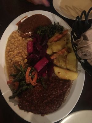 2 person vegetable combo at Hawi Ethiopian Restaurant in Ithaca