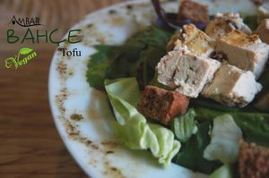Salad with tofu at Ambar Cafe & Organic Shop in Nicosia