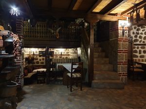 Inside seating area at Matsurev Inn in Bansko